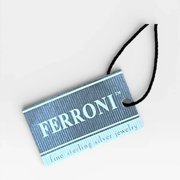 Ferroni Designer Italian Sterling Silver Rhodium Plated Heart Drop Earrings - Picture 6 of 6